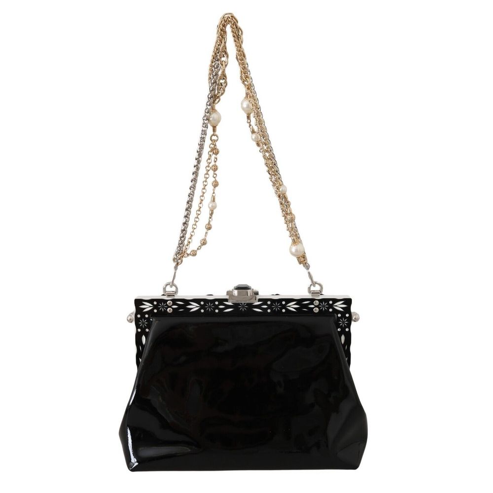Dolce & Gabbana Black Floral Crystal Rubber VANDA Shoulder Bag - Picture 3 of 4